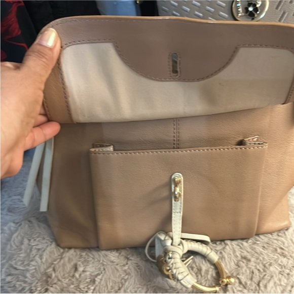 See By Chloe Tan and Pink Crossbody Bag with Saddle Shape - Picture 4 of 14